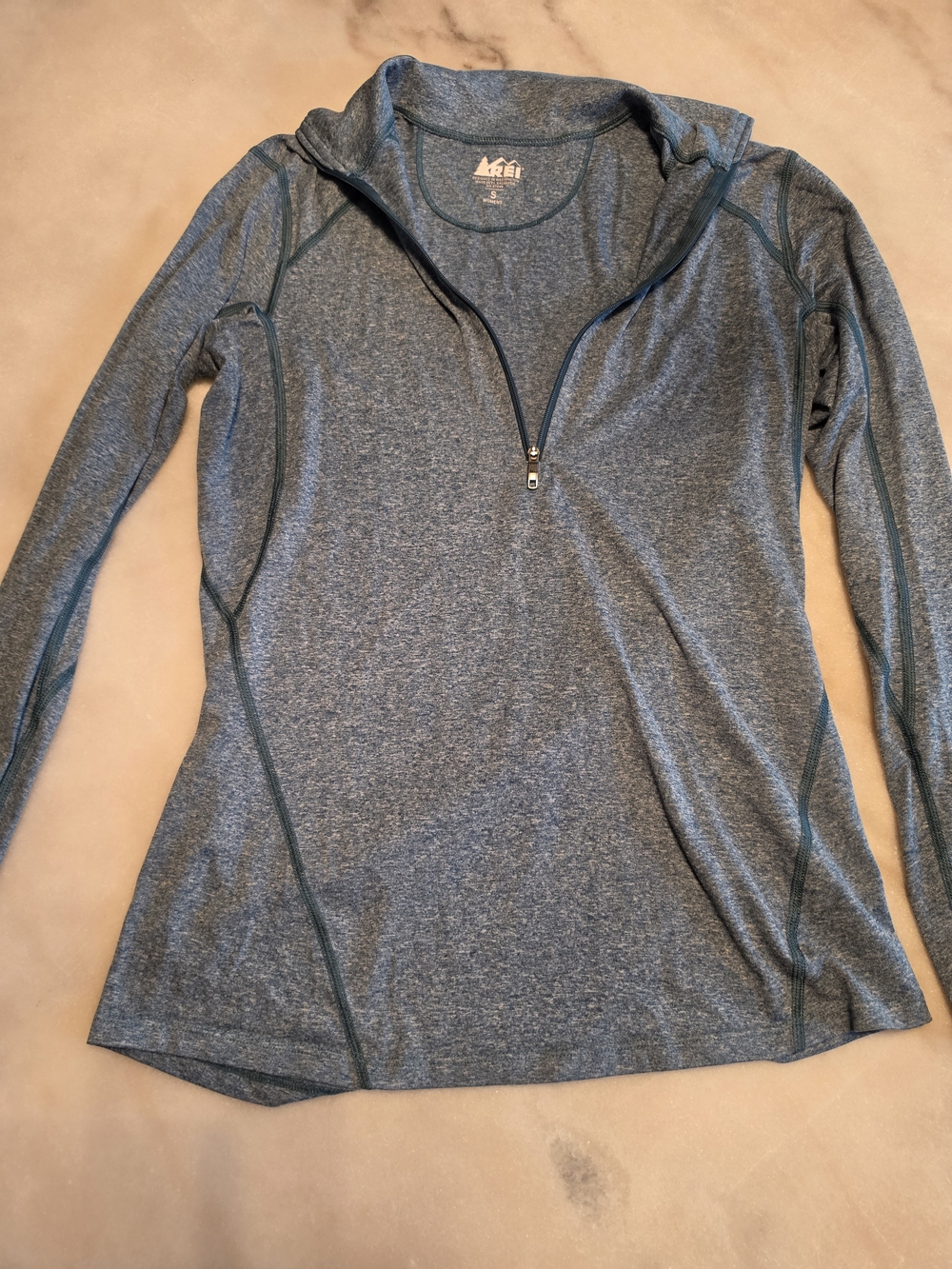 REI Women's Heather Blue Long-Sleeve 1/2 Zip Pullover